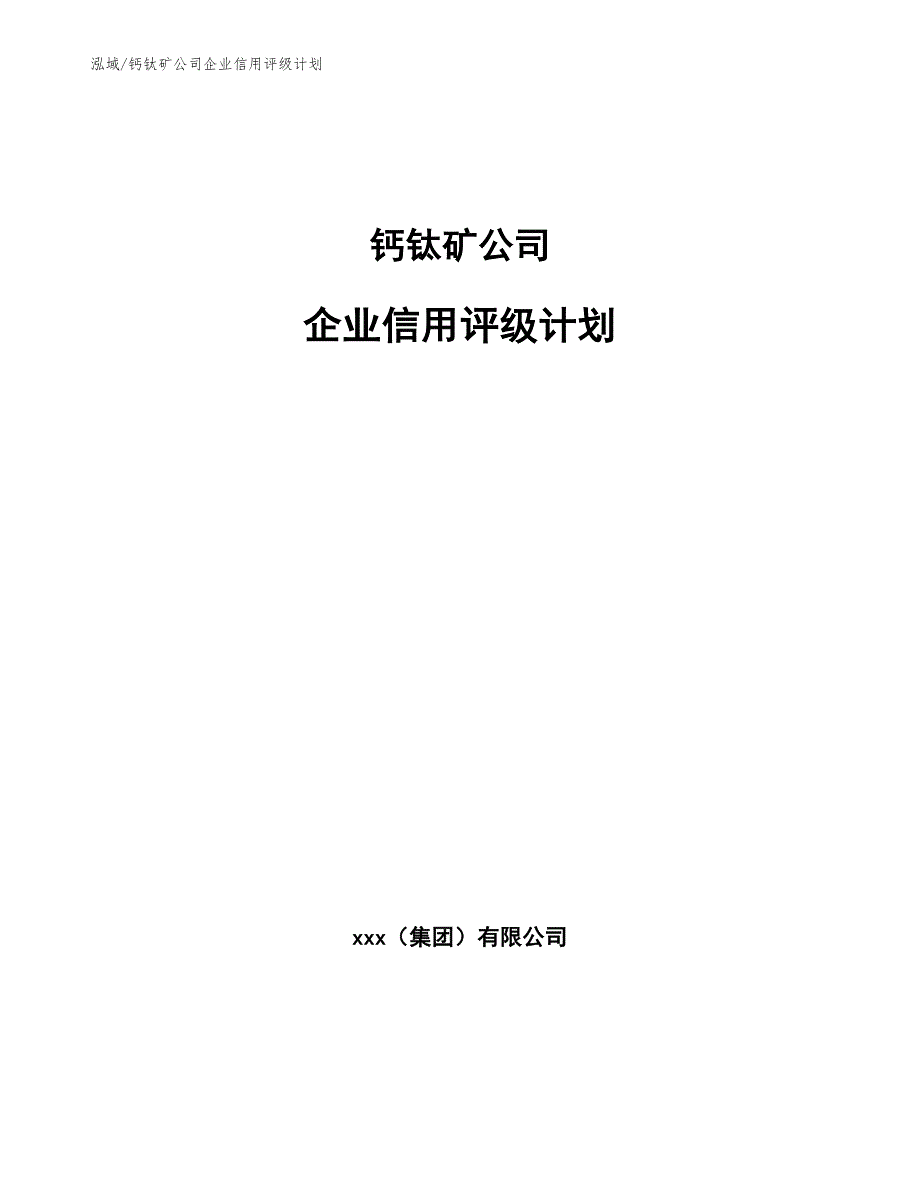 钙钛矿公司企业信用评级计划_第1页