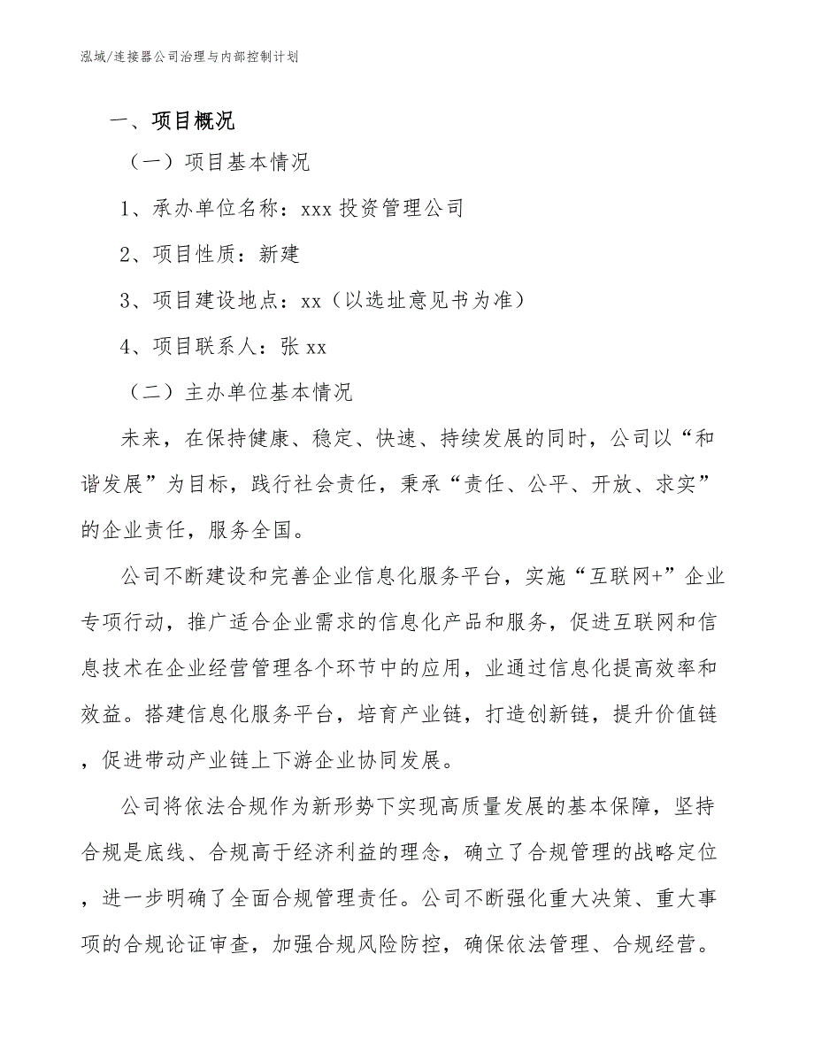 连接器公司治理与内部控制计划【范文】_第2页