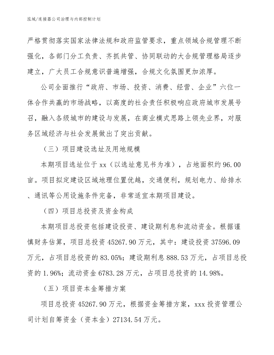 连接器公司治理与内部控制计划【范文】_第3页