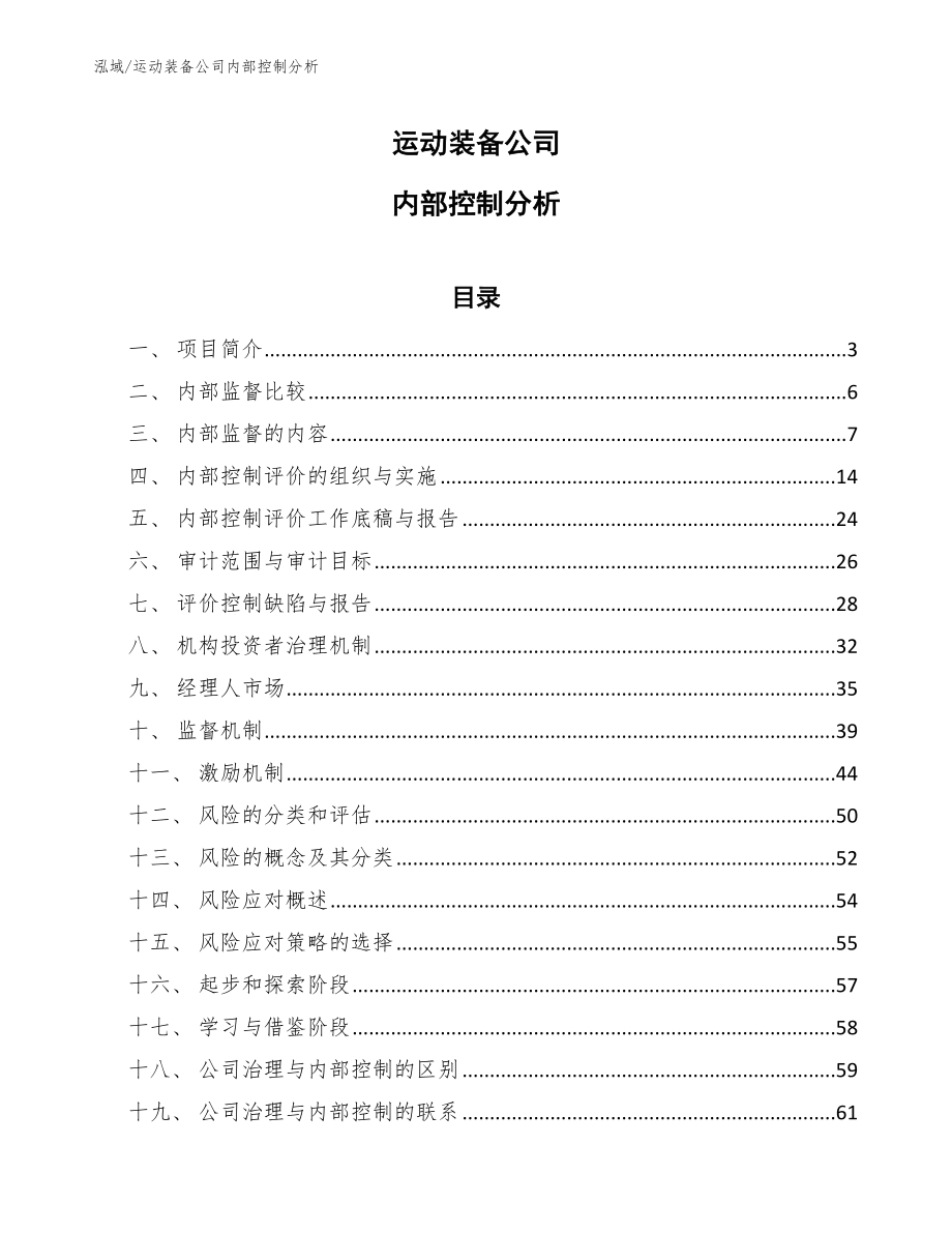 运动装备公司内部控制分析（参考）_第1页