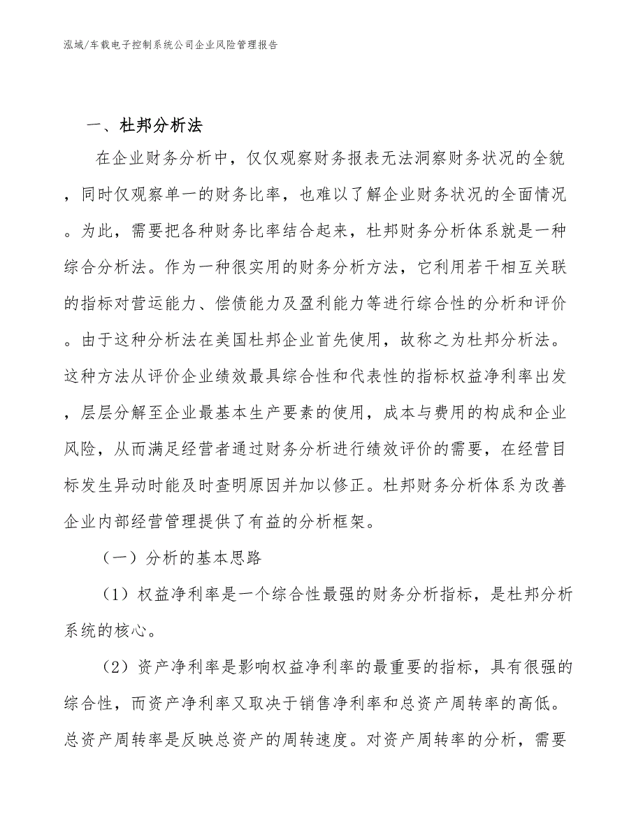 车载电子控制系统公司企业风险管理报告_范文_第4页