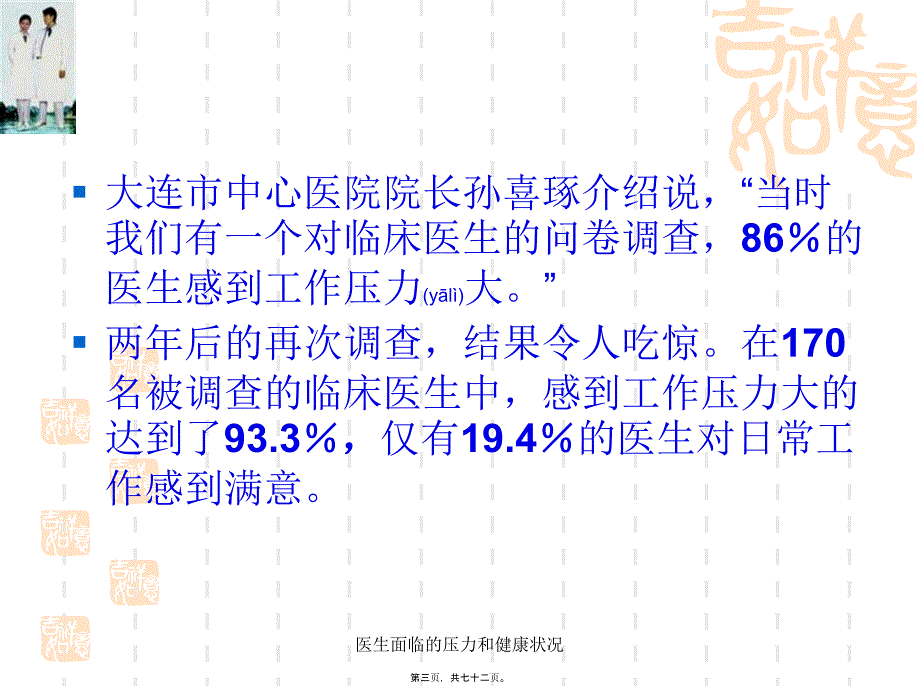 医生面临的压力和健康状况课件_第3页