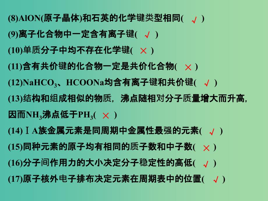 高考化学一轮复习 第五章 物质结构、元素周期律章末知能回探课件 新人教版.ppt_第3页