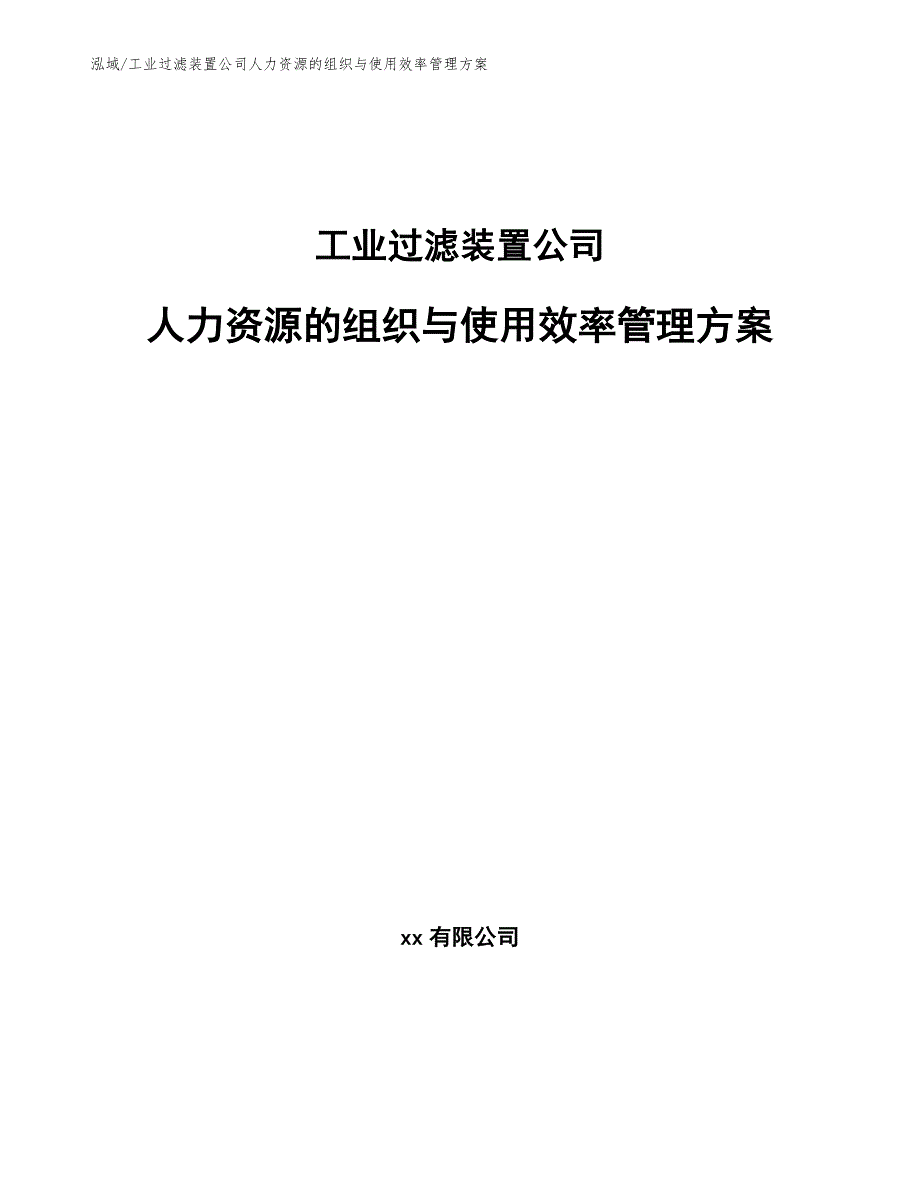 工业过滤装置公司人力资源的组织与使用效率管理方案（范文）_第1页