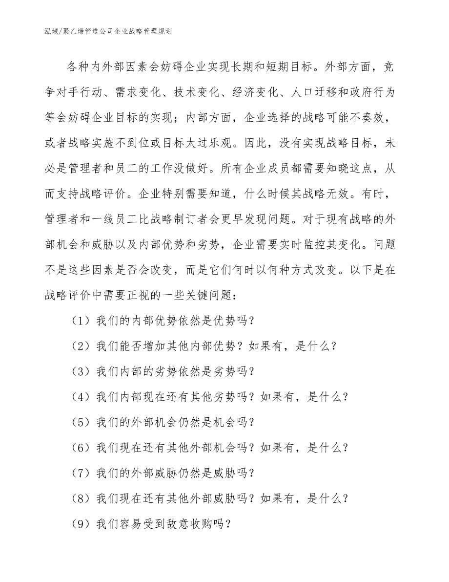 聚乙烯管道公司企业战略管理规划_第5页