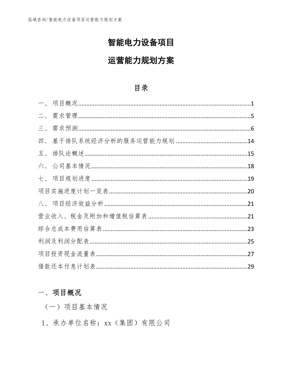 智能电力设备项目运营能力规划方案_第1页