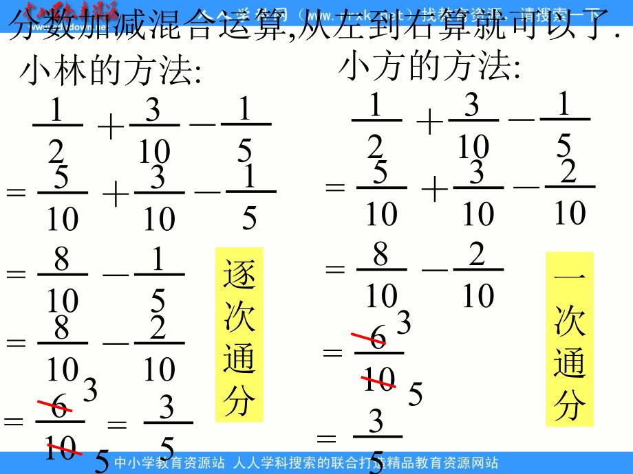 北京版数学五下分数加减混合运算ppt课件_第3页