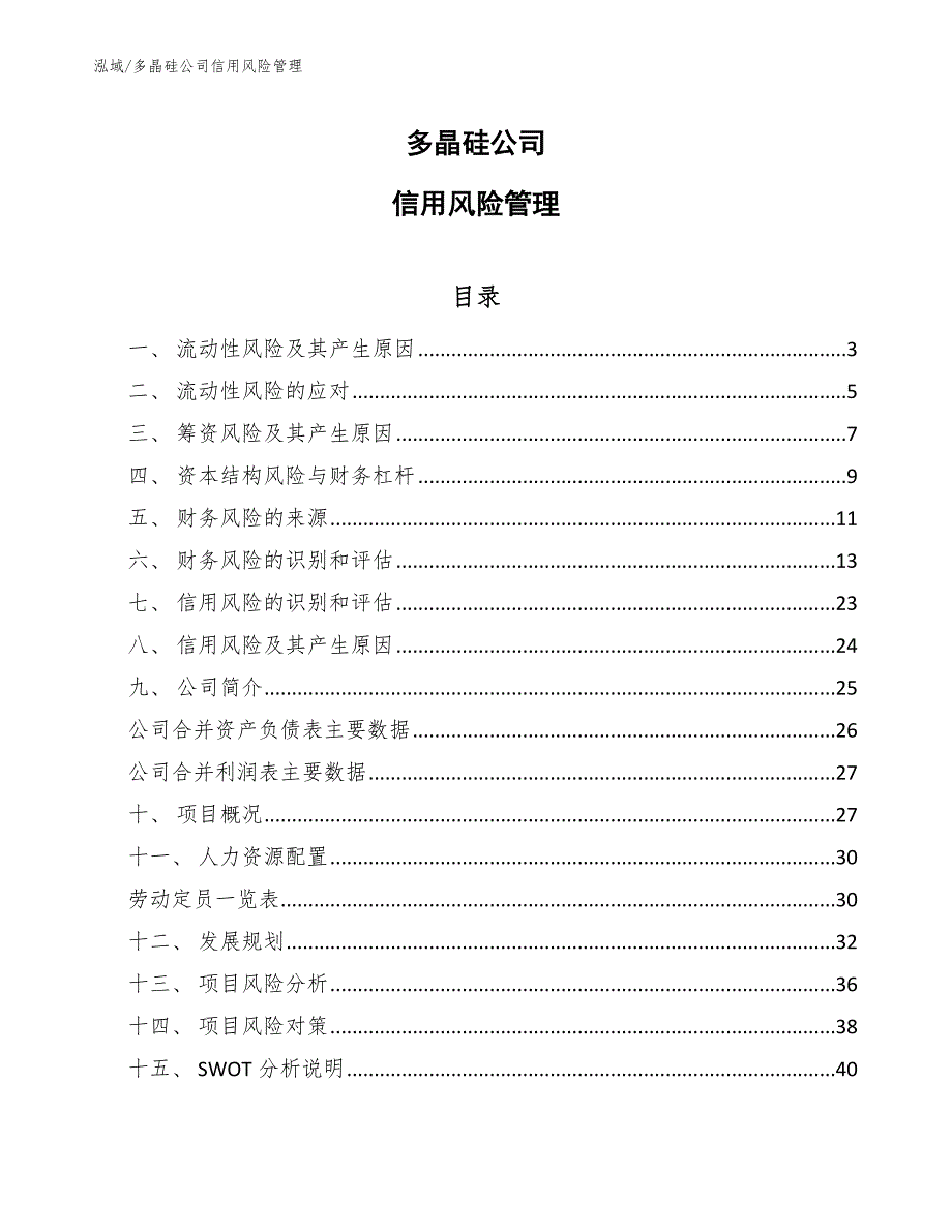 多晶硅公司信用风险管理分析【参考】_第1页