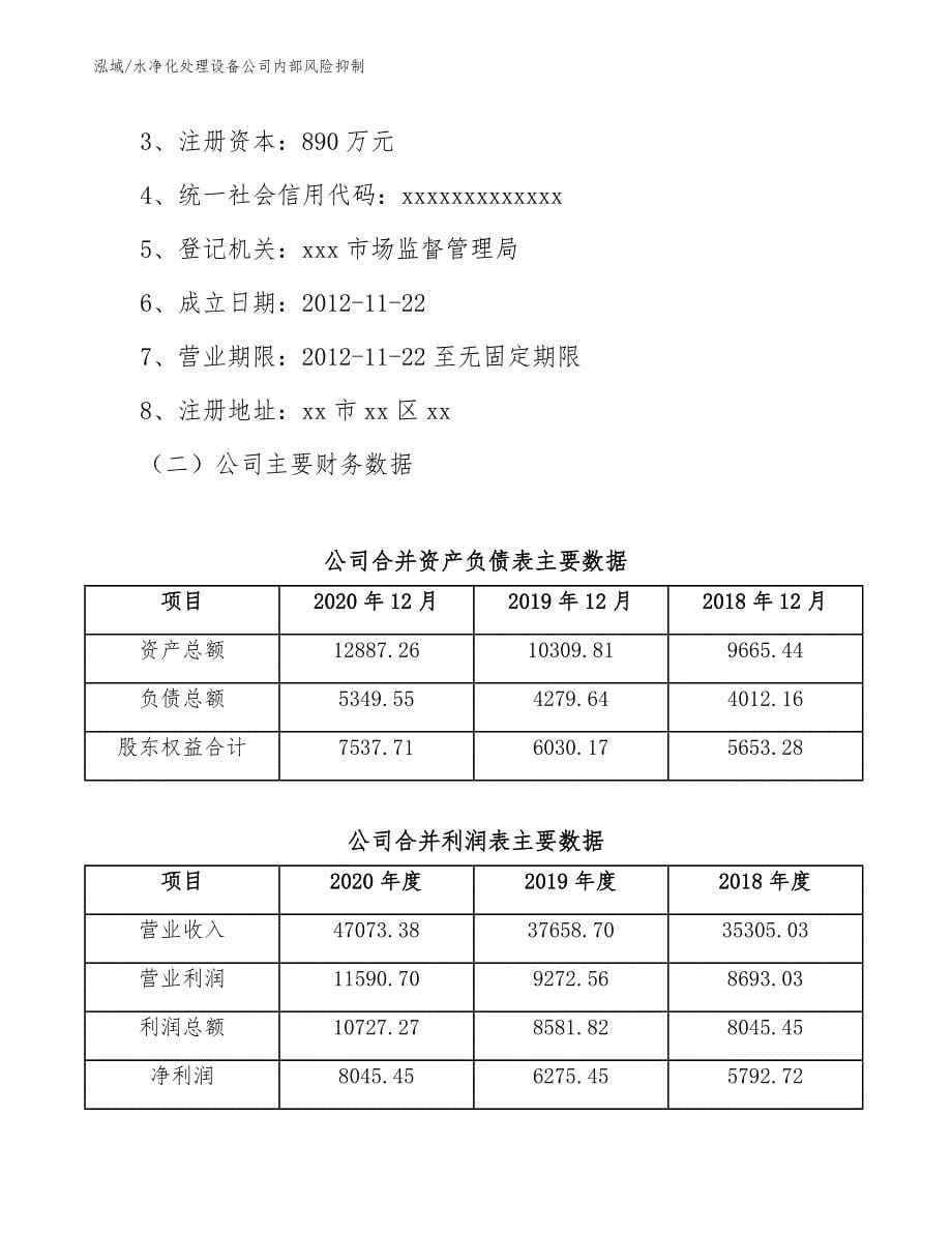 水净化处理设备公司内部风险抑制（参考）_第5页