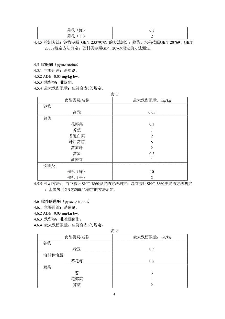 食品中阿维菌素等51种农药最大残留限量_第5页