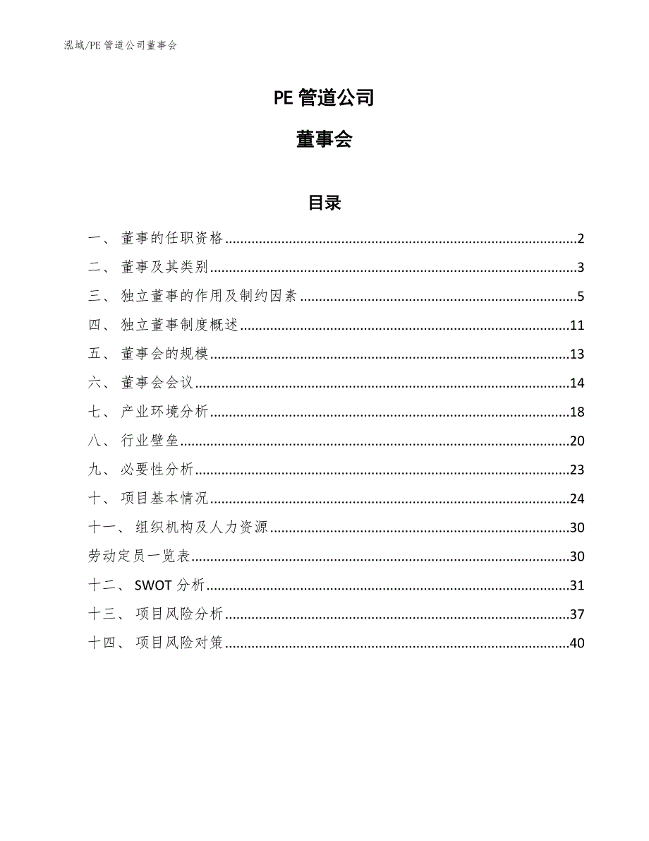 PE管道公司董事会_参考_第1页