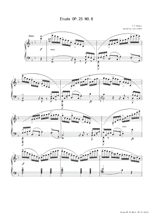 Chopin肖邦 练习曲 Op10 No8 过山车 高清钢琴谱五线谱