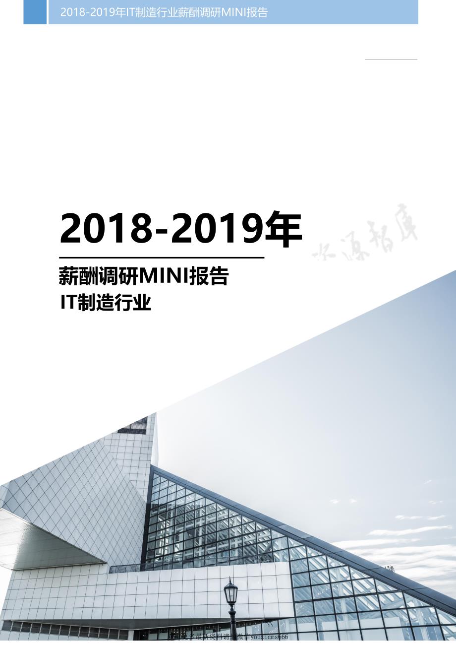 2018-2019年IT制造行业薪酬调研MINI报告_第1页