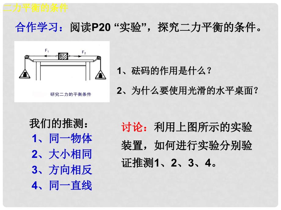 湖南省邵阳县黄亭市镇中学八年级物理下册 8.2 二力平衡课件 （新版）新人教版_第4页