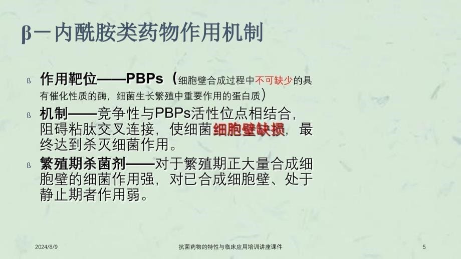 抗菌药物的特性与临床应用培训讲座课件_第5页