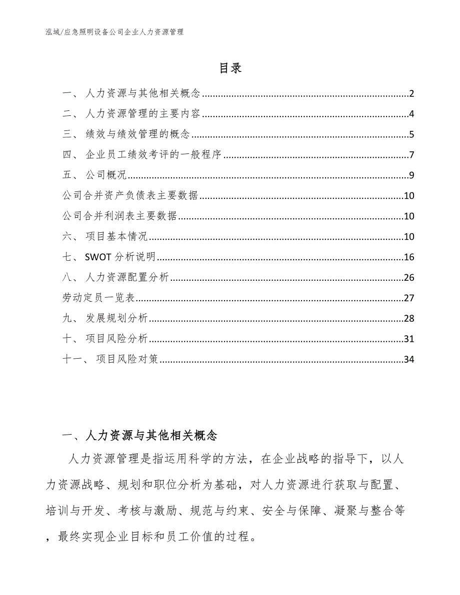 应急照明设备公司企业人力资源管理_范文_第2页