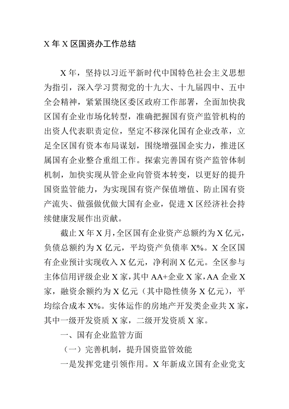 X年X区国资办工作总结_第1页