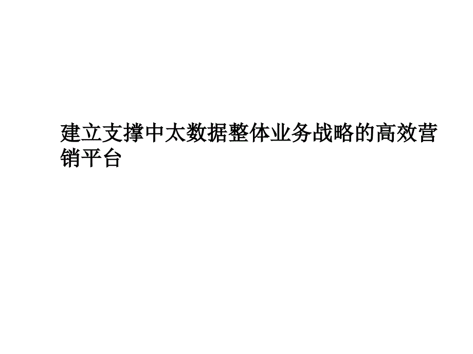 建立支撑中太数据整体业务战略的高效营销平台_第1页