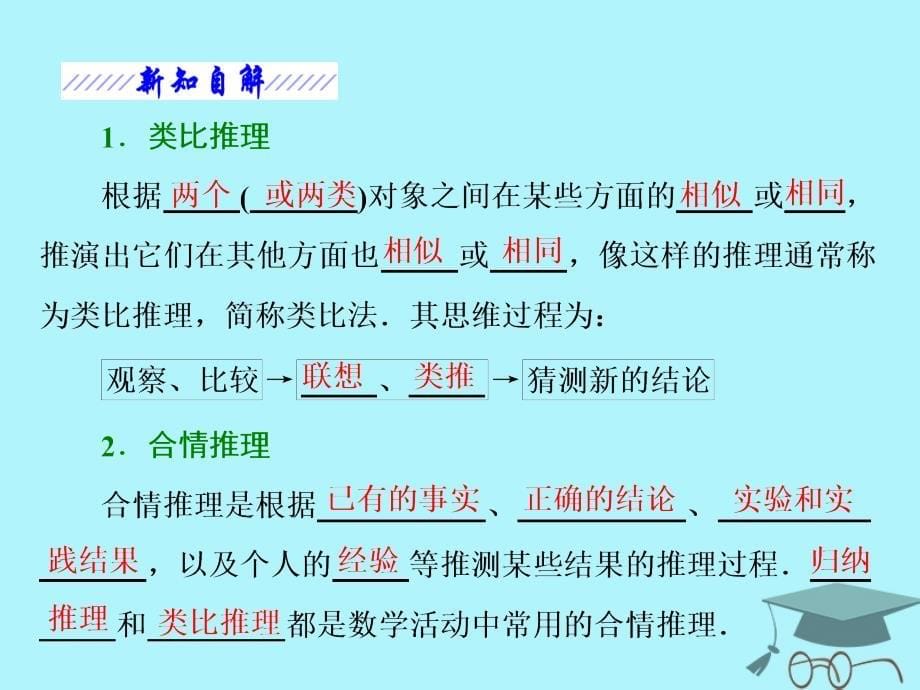 数学 第二章 推理与证明 2.1 合情推理与演绎推理 2.1.1 导数的概念 第二课时 类比推理 苏教版选修2-2_第5页