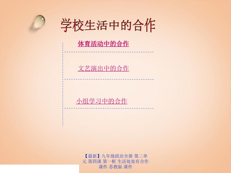 最新九年级政治全册第二单元第四课第一框生活处处有合作课件苏教版课件_第4页