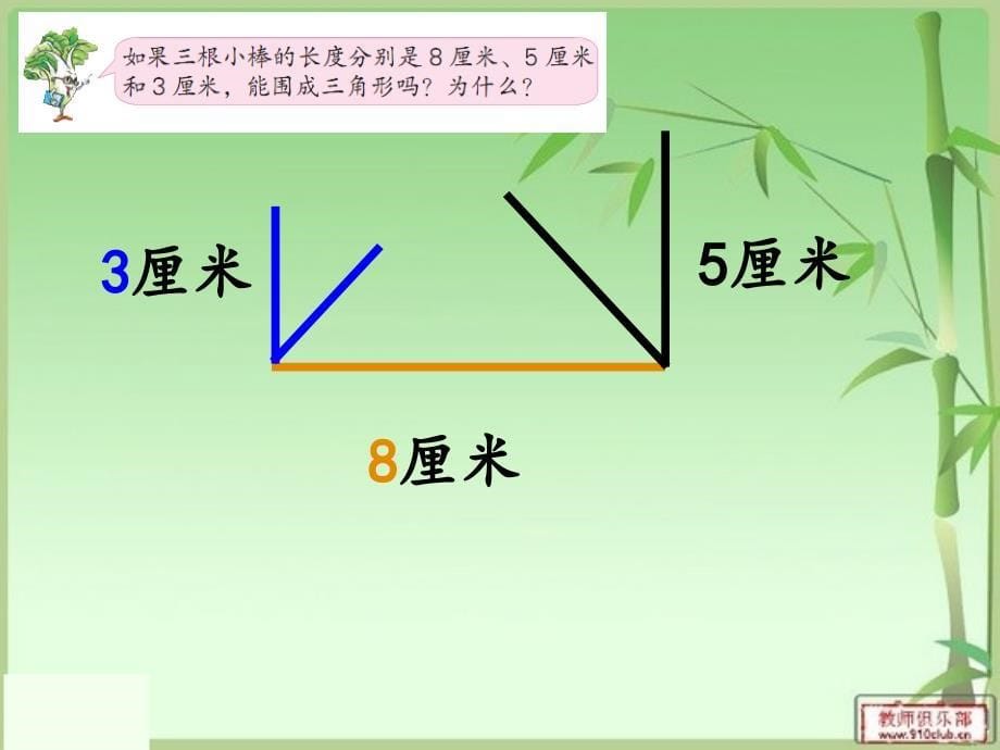 新苏教版四年级数学三角形两边之和大于第三边_第5页