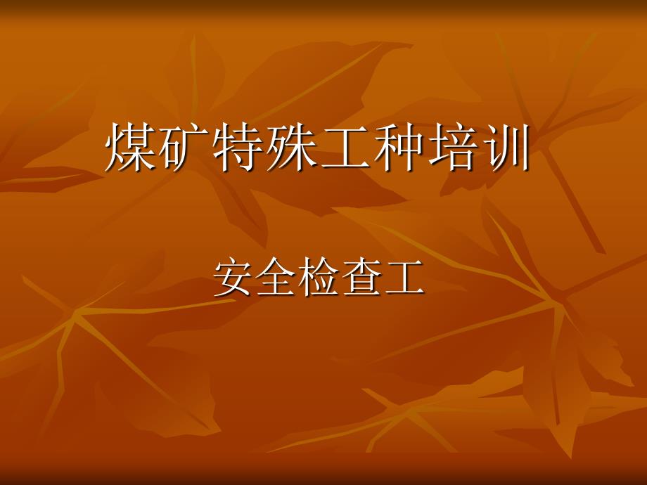 煤矿特殊工种培训安全检查工PPT课件_第1页