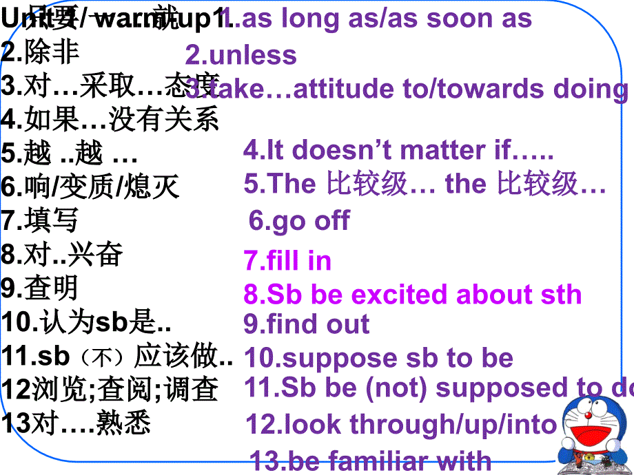 北师大版高一英语必修一unit1短语复习_第1页