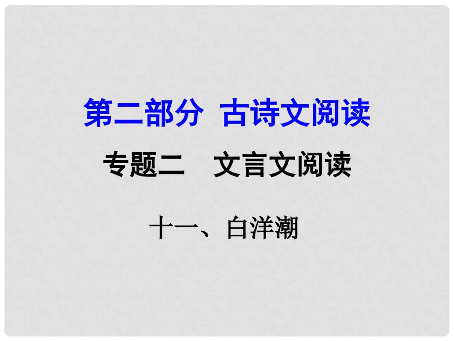 湖南益阳中考语文 第二部分 古诗文阅读 专题二 文言文阅读 11《白洋潮》复习课件_第1页