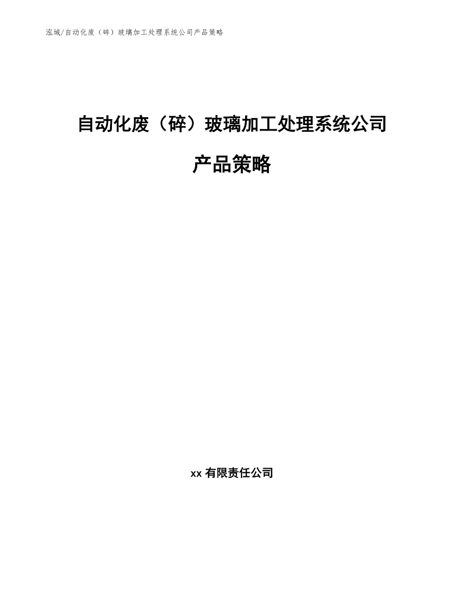 自动化废（碎）玻璃加工处理系统公司产品策略（参考）_第1页