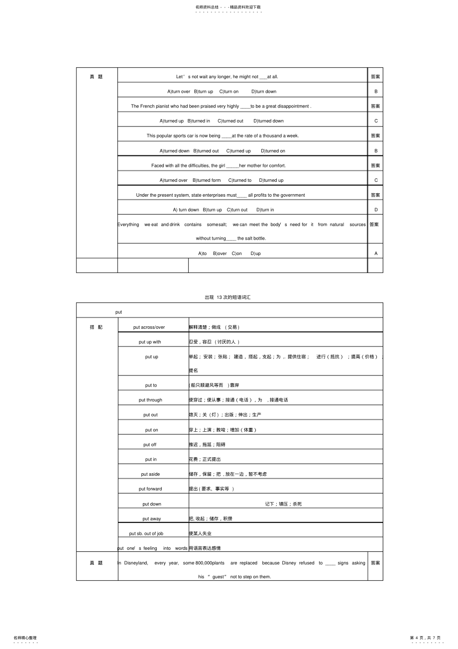 大学英语四级高频词汇_短语词汇频率_第4页