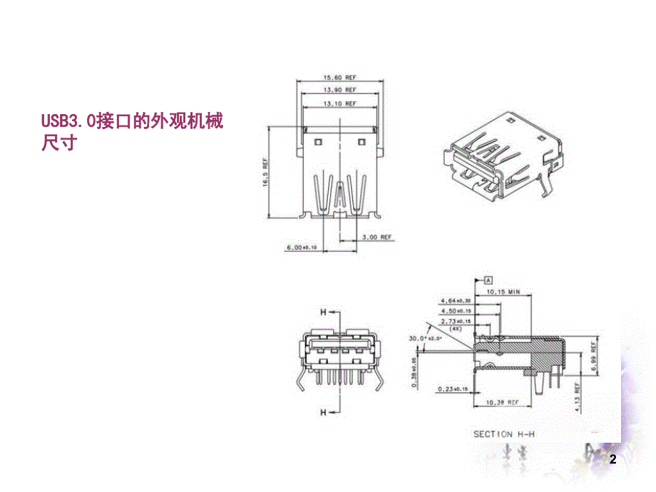 USB3.0接口尺寸及引脚定义课堂PPT_第2页