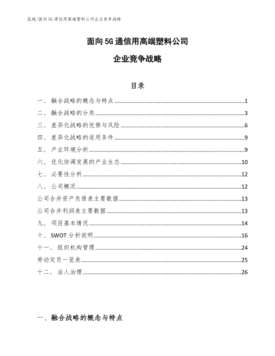 面向5G通信用高端塑料公司企业竞争战略（参考）_第1页