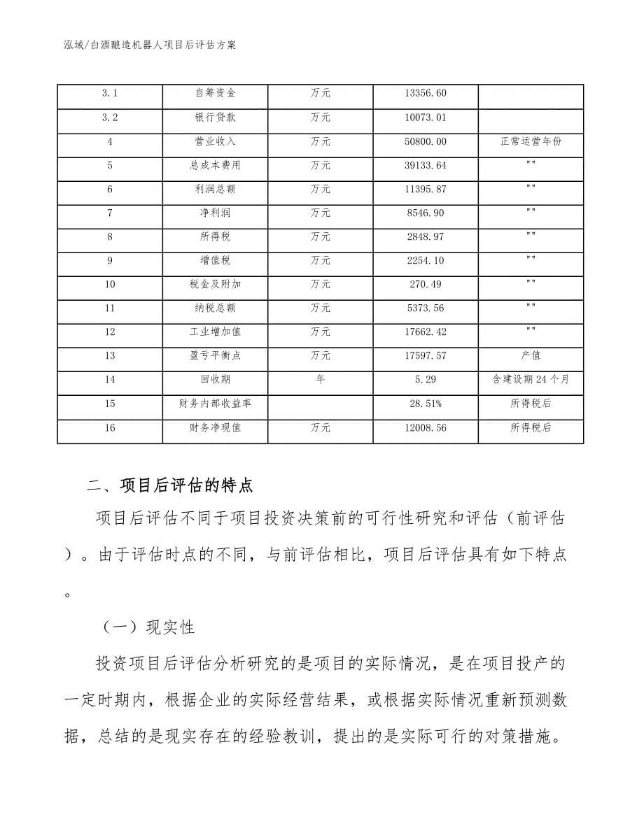 白酒酿造机器人项目后评估方案（参考）_第5页