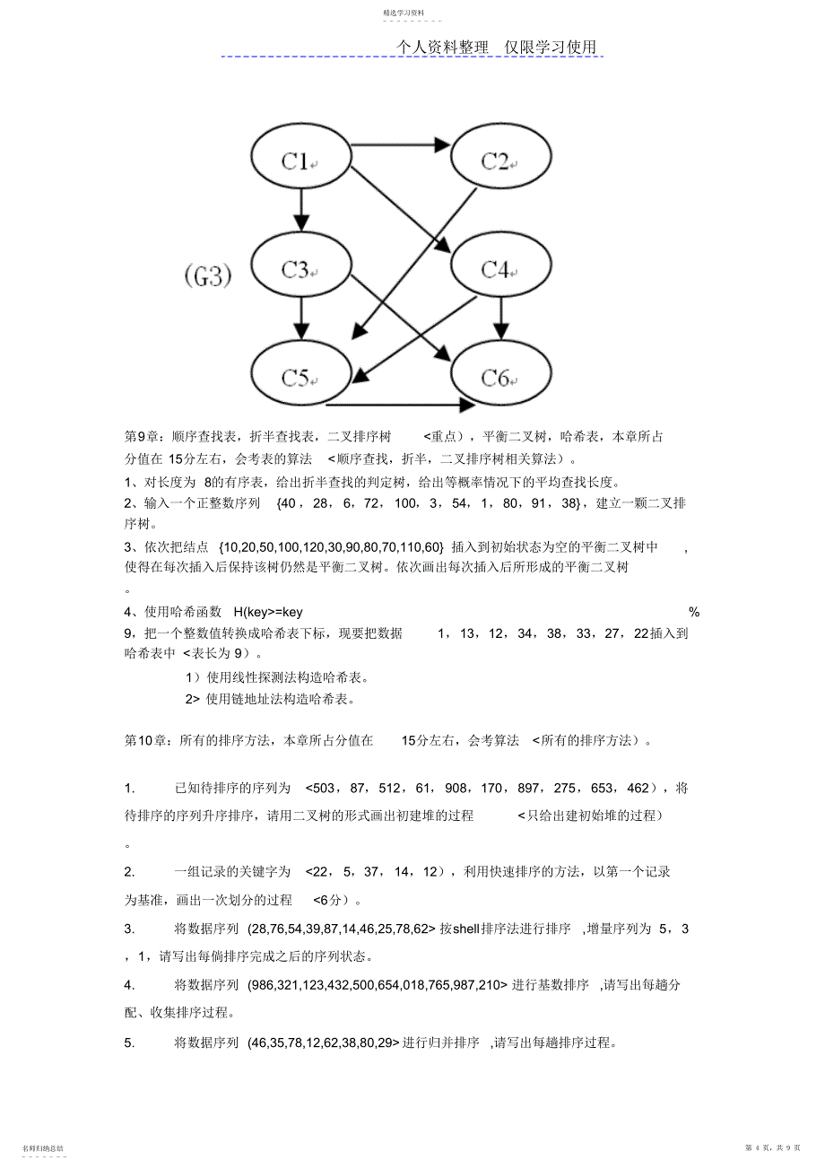 2022年数据结构秋季期末复习提纲习题_第4页