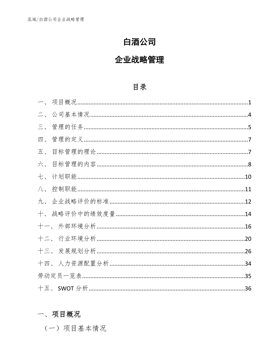 白酒公司企业战略管理_范文_第1页