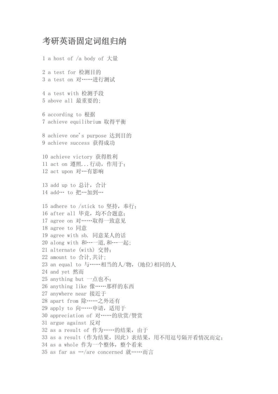 [考研英语]考研英语固定词组归纳_第1页