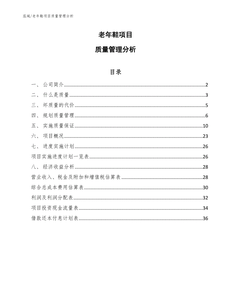 老年鞋项目质量管理分析_第1页