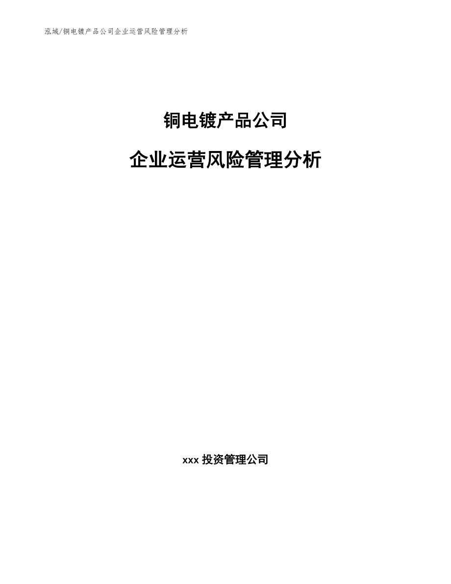 铜电镀产品公司企业运营风险管理分析_范文_第1页