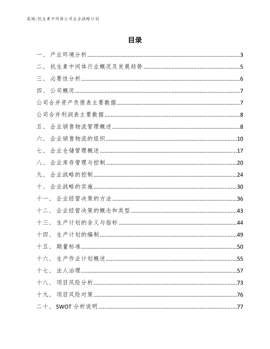 抗生素中间体公司企业战略计划【范文】_第2页