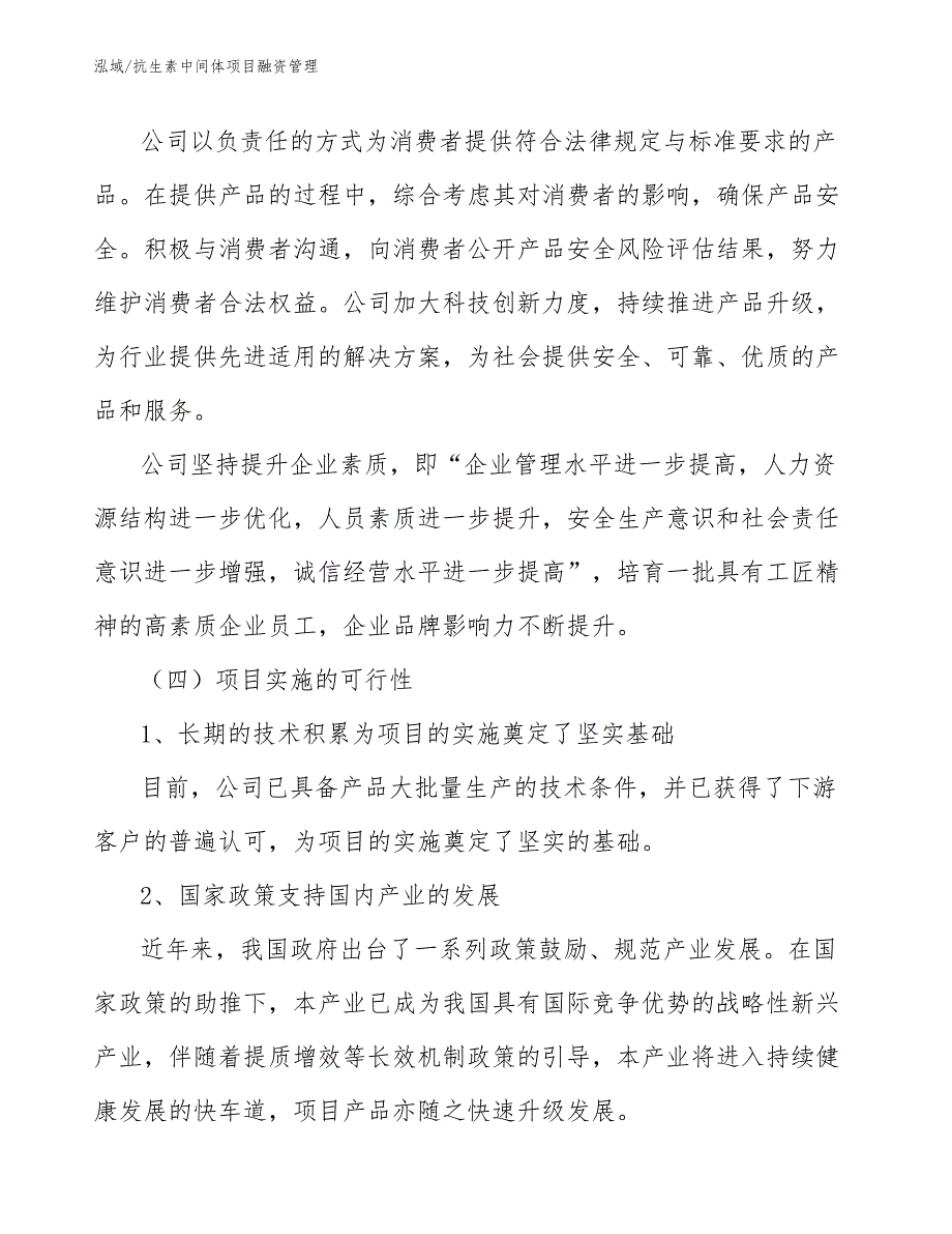 抗生素中间体项目融资管理_第4页