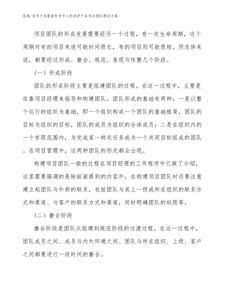 适用于母婴童和老年人的洗护产品项目团队建设方案【范文】_第2页