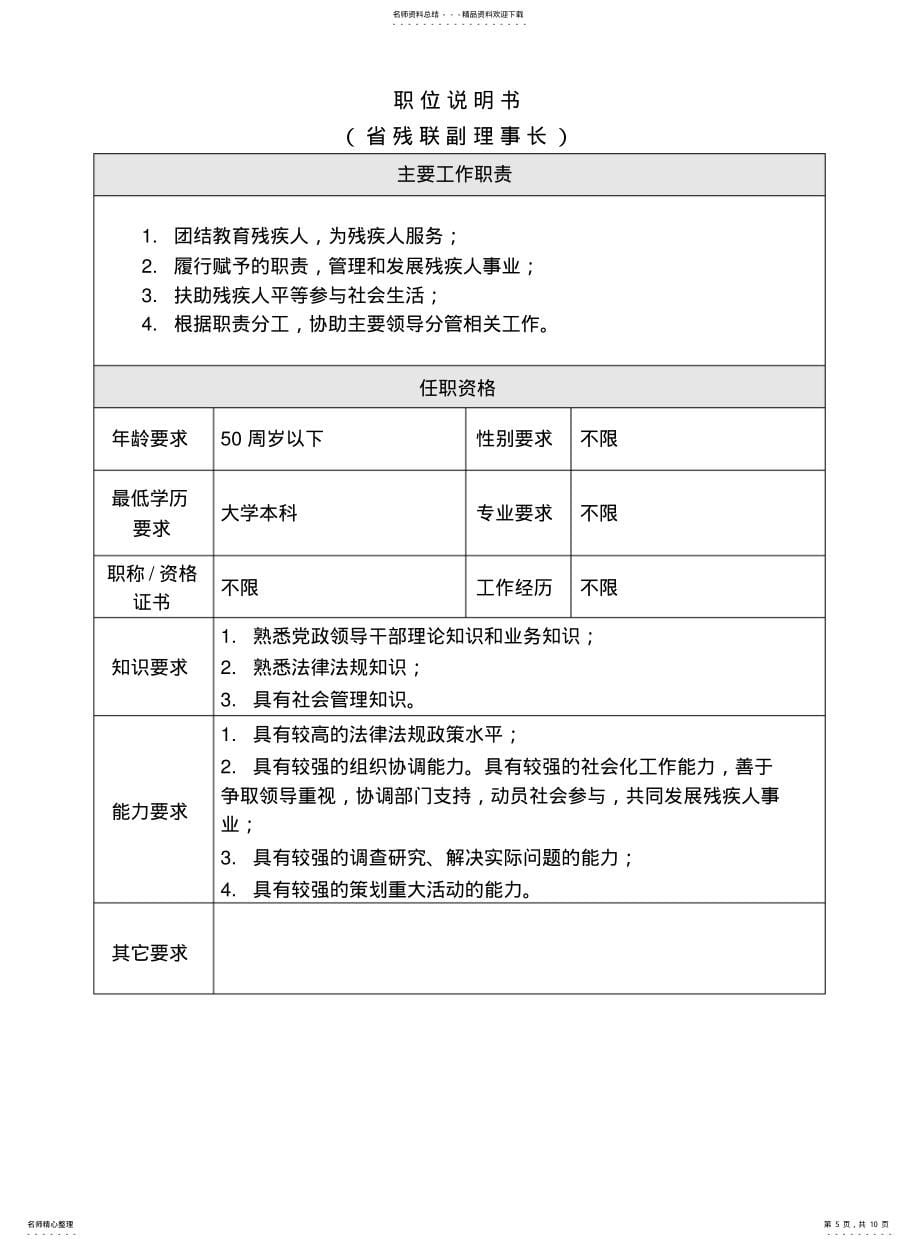 部门职位说明书样本_第5页