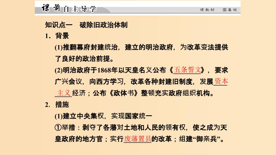 2018-2019学年高中历史 专题八 明治维新 8-2 明治维新的举措课件 人民版选修1 .ppt_第2页