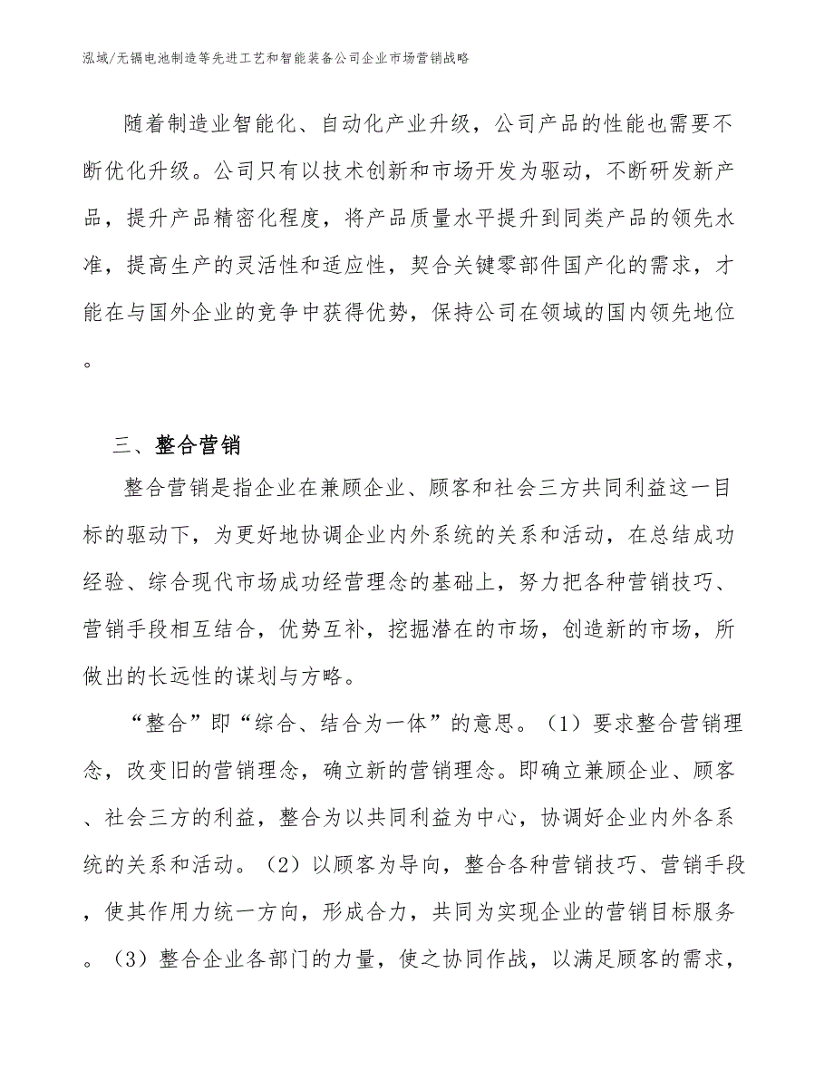 无镉电池制造等先进工艺和智能装备公司企业市场营销战略（范文）_第3页