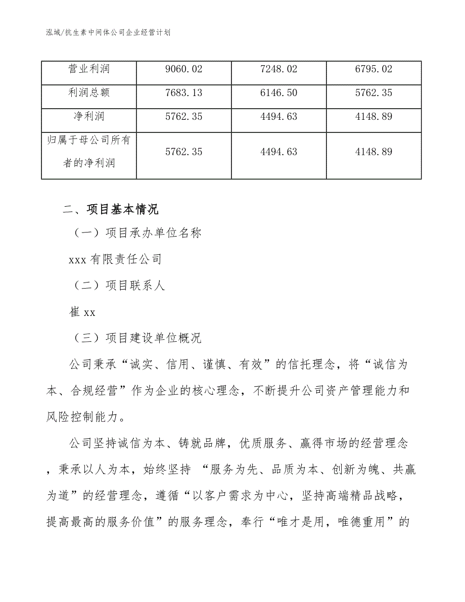 抗生素中间体公司企业经营计划_第3页