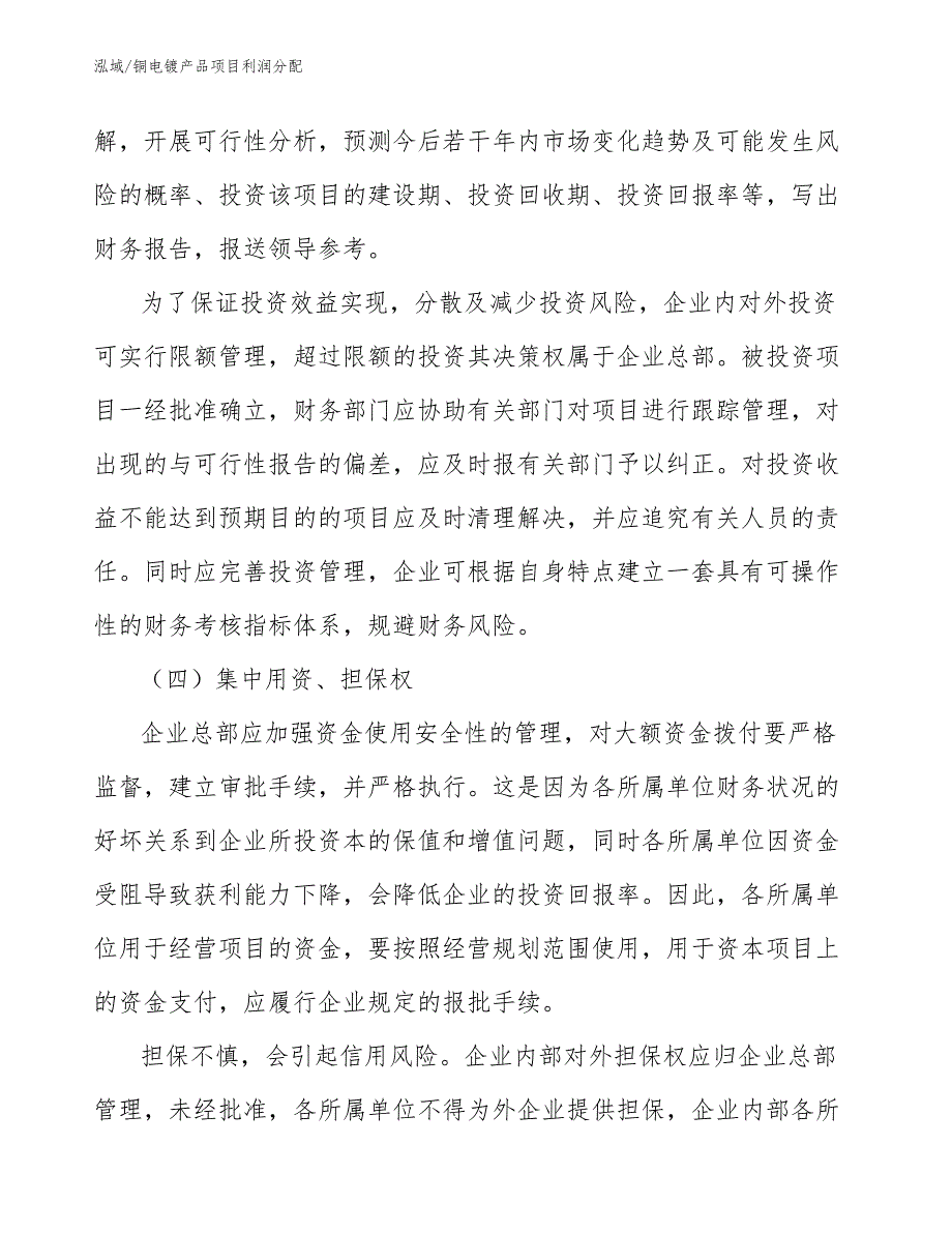 铜电镀产品项目利润分配_第4页