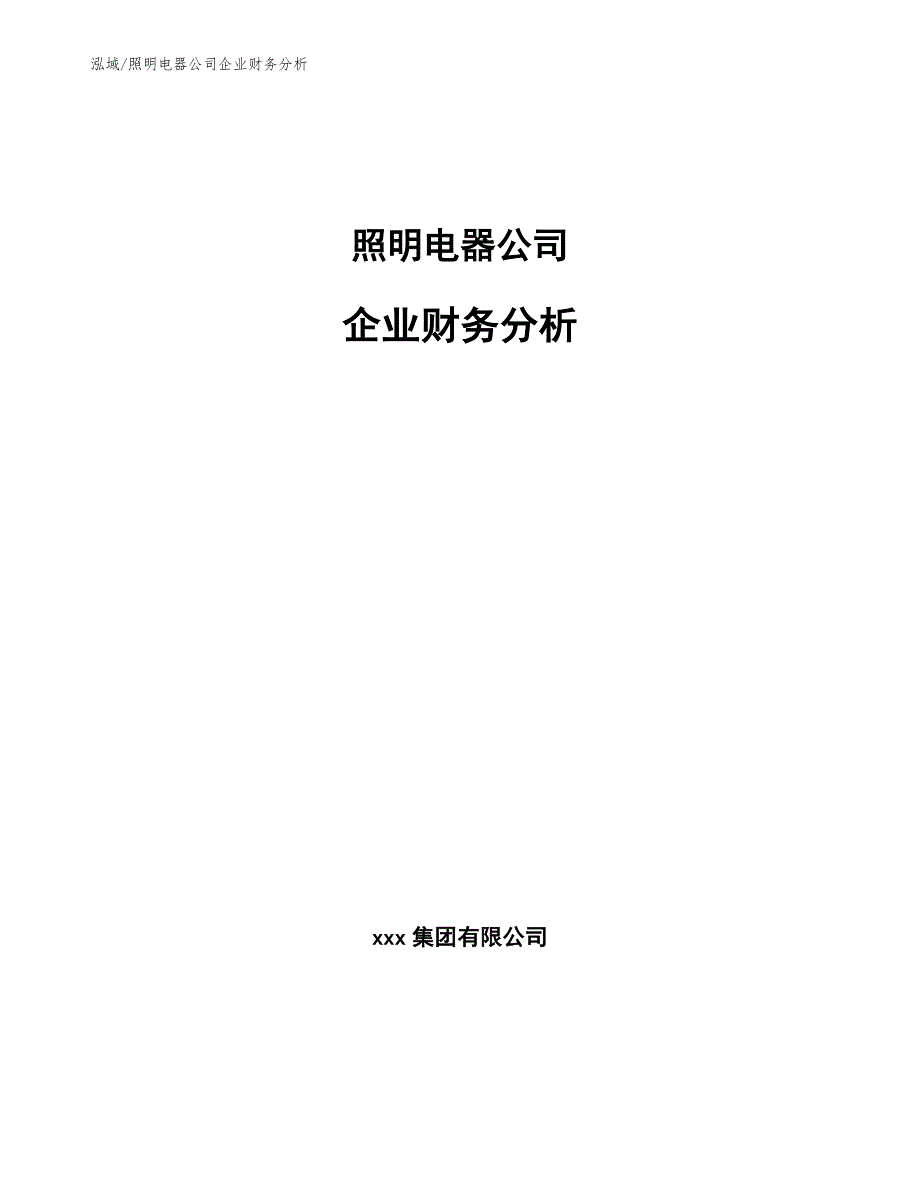 照明电器公司企业财务分析_第1页