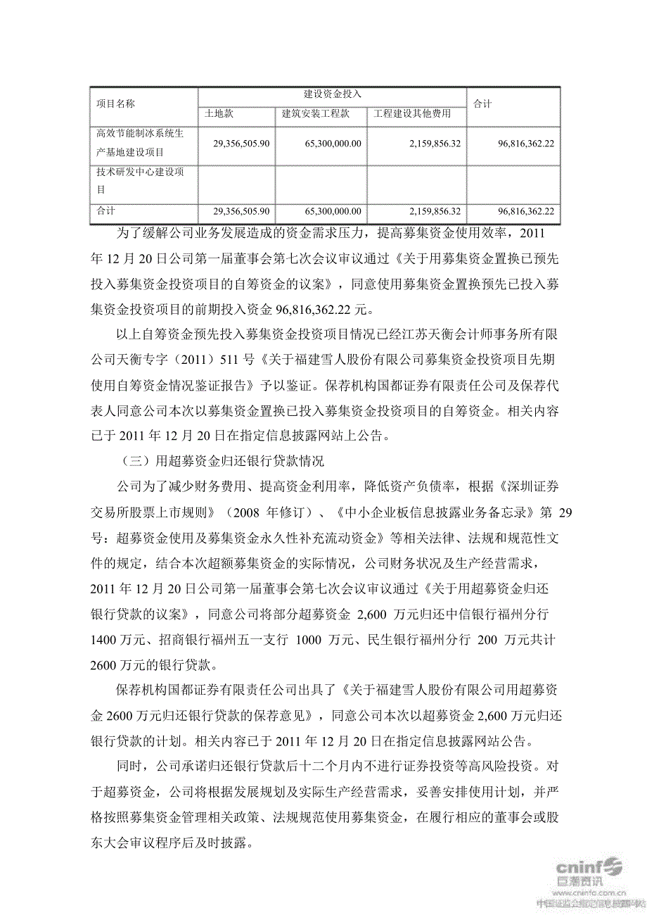 雪人股份：募集资金存放与使用情况的专项报告_第3页