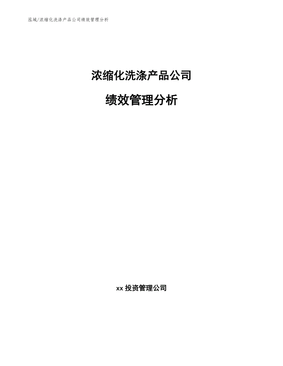 浓缩化洗涤产品公司绩效管理分析【参考】_第1页