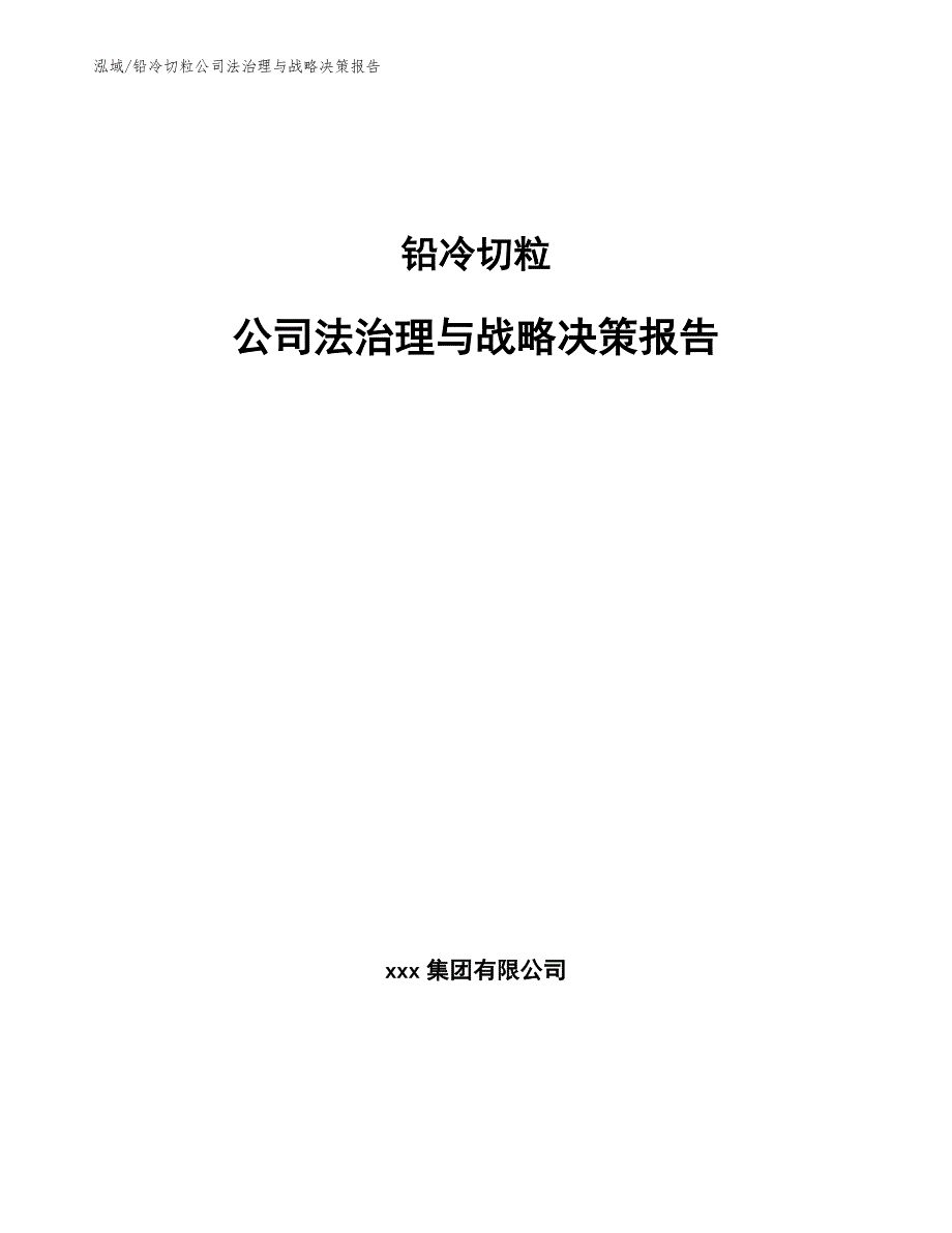 铅冷切粒公司法治理与战略决策报告_范文_第1页